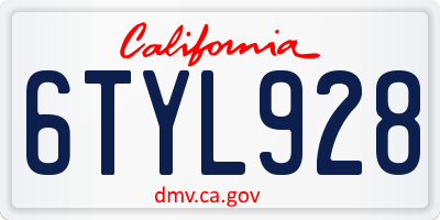 CA license plate 6TYL928