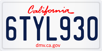 CA license plate 6TYL930