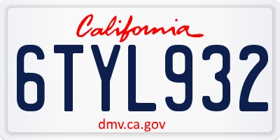 CA license plate 6TYL932