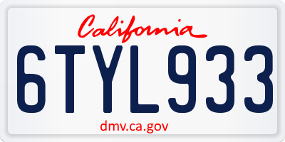CA license plate 6TYL933