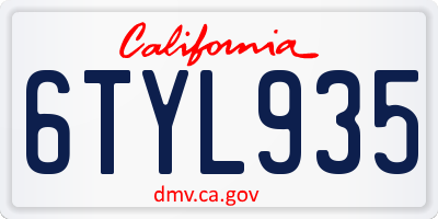 CA license plate 6TYL935