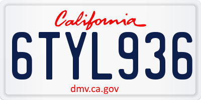 CA license plate 6TYL936