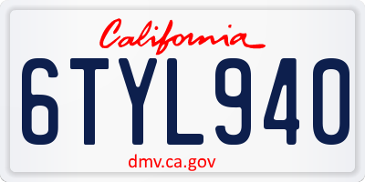 CA license plate 6TYL940