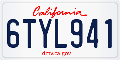 CA license plate 6TYL941