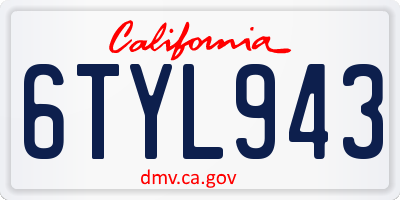 CA license plate 6TYL943