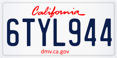 CA license plate 6TYL944