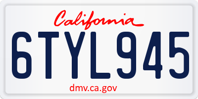 CA license plate 6TYL945