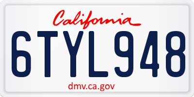 CA license plate 6TYL948