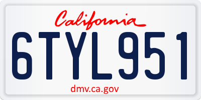 CA license plate 6TYL951