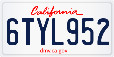 CA license plate 6TYL952