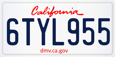 CA license plate 6TYL955