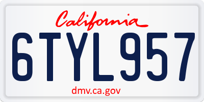 CA license plate 6TYL957