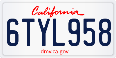 CA license plate 6TYL958