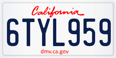 CA license plate 6TYL959