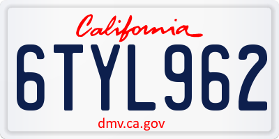 CA license plate 6TYL962