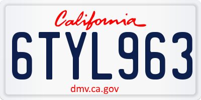 CA license plate 6TYL963