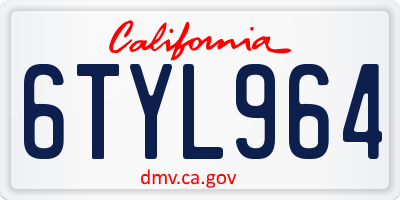 CA license plate 6TYL964
