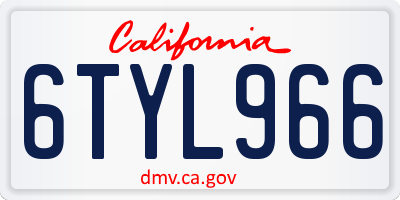 CA license plate 6TYL966