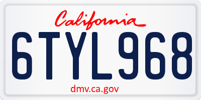 CA license plate 6TYL968