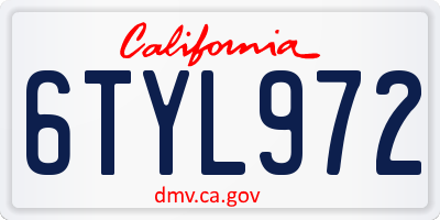 CA license plate 6TYL972