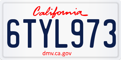 CA license plate 6TYL973