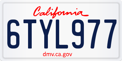 CA license plate 6TYL977