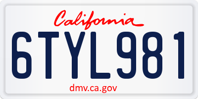 CA license plate 6TYL981