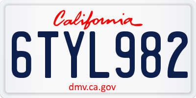 CA license plate 6TYL982
