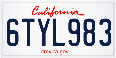CA license plate 6TYL983