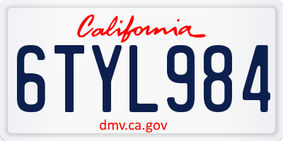 CA license plate 6TYL984