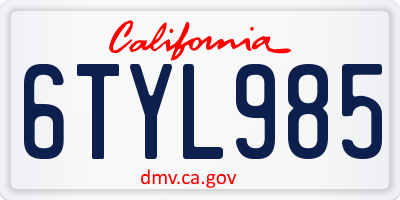 CA license plate 6TYL985