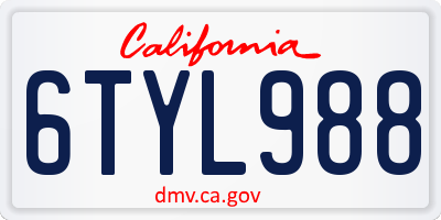 CA license plate 6TYL988