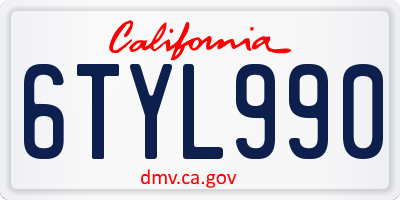 CA license plate 6TYL990