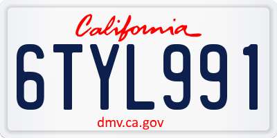 CA license plate 6TYL991