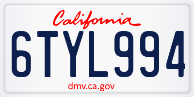 CA license plate 6TYL994