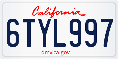 CA license plate 6TYL997