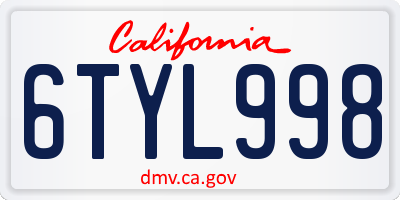 CA license plate 6TYL998