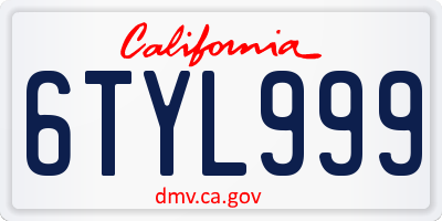 CA license plate 6TYL999