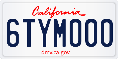 CA license plate 6TYM000