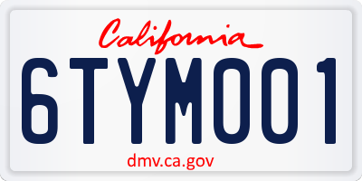 CA license plate 6TYM001