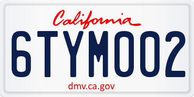 CA license plate 6TYM002