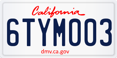 CA license plate 6TYM003