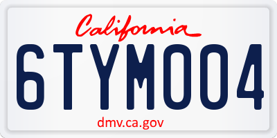 CA license plate 6TYM004