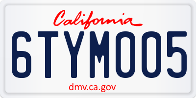 CA license plate 6TYM005