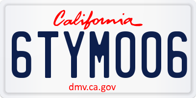 CA license plate 6TYM006