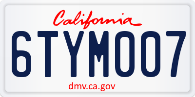 CA license plate 6TYM007