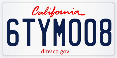 CA license plate 6TYM008