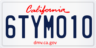 CA license plate 6TYM010