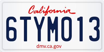 CA license plate 6TYM013