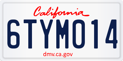 CA license plate 6TYM014